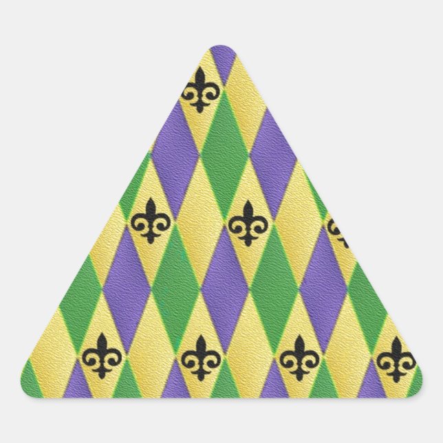 Sticker Triangulaire Mardi Gras Arlequin Fleur De Lis (Devant)