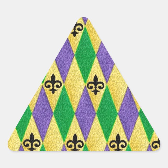 Sticker Triangulaire Mardi Gras Arlequin Fleur De Lis (Devant)