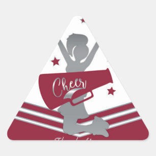Sticker Triangulaire Maroon & Silver Stars Cheer Cheer Party