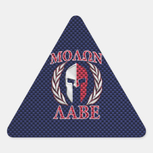 Sticker Triangulaire Masque de guerrier Molon Labe impression fibre de