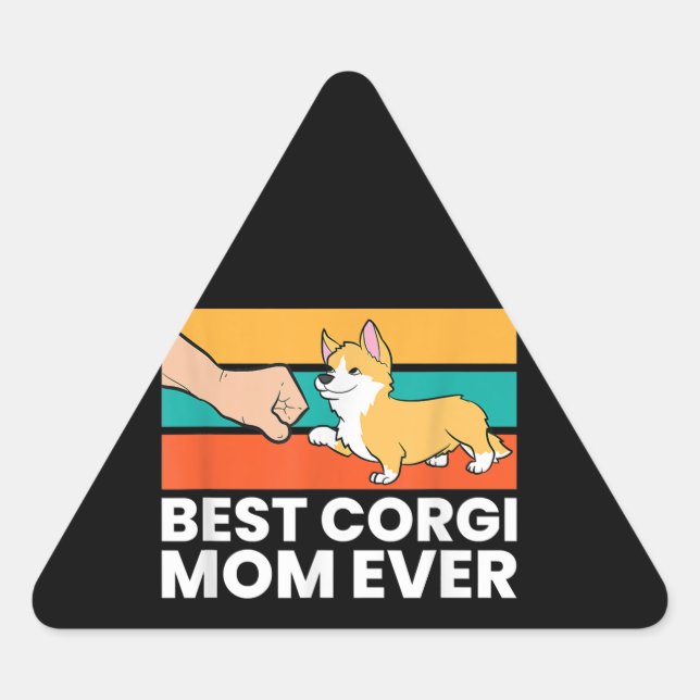 Sticker Triangulaire Meilleur Corgi Maman jamais (Devant)