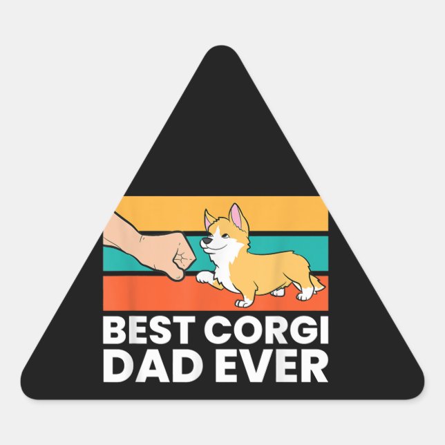 Sticker Triangulaire Meilleur Corgi Papa jamais (Devant)