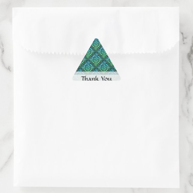 Sticker Triangulaire Merci Celtic Knot - Bleu Vert Merci (Sac)