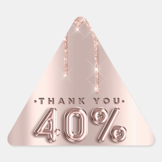 Sticker Triangulaire Merci Shopping Rose Drips 40%Off Triangle (Devant)