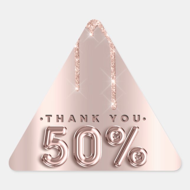 Sticker Triangulaire Merci Shopping Rose Drips 50%Off Triangle (Devant)