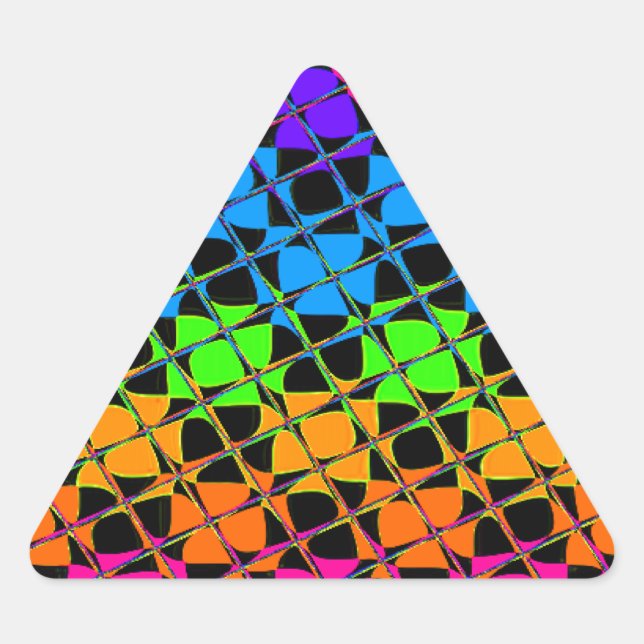 Sticker Triangulaire Miroir à damiers arc-en-ciel multicolore (Devant)