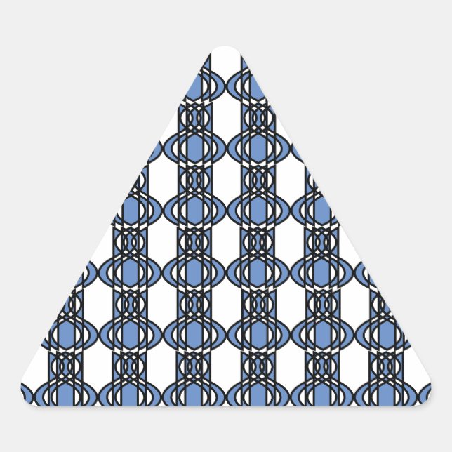 Sticker Triangulaire Mod Retro Blue Abstrait Scarab Motif (Devant)