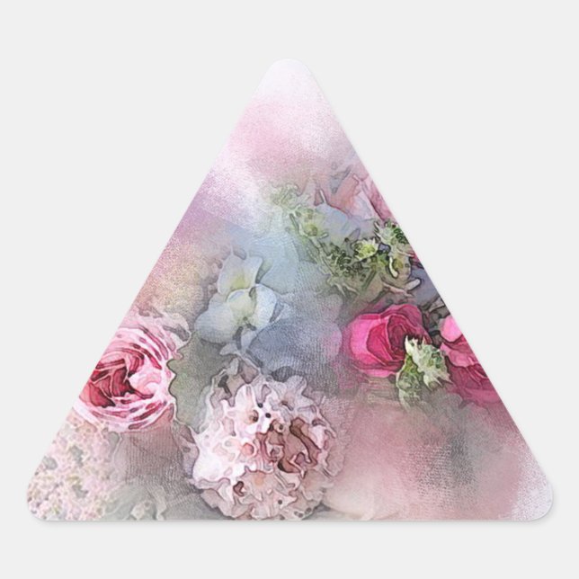 Sticker Triangulaire Modèle vierge de roses rouges roses aquarelle (Devant)