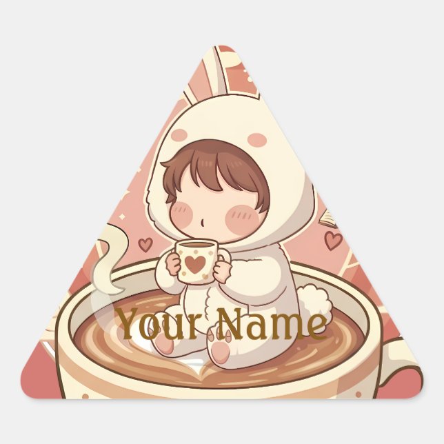 Sticker Triangulaire Modern Rabbit Coffee Triangle Tech Decal (Devant)