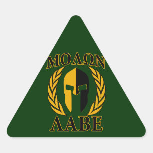 Sticker Triangulaire Molon Labe Laurels spartiates sur Forest Green