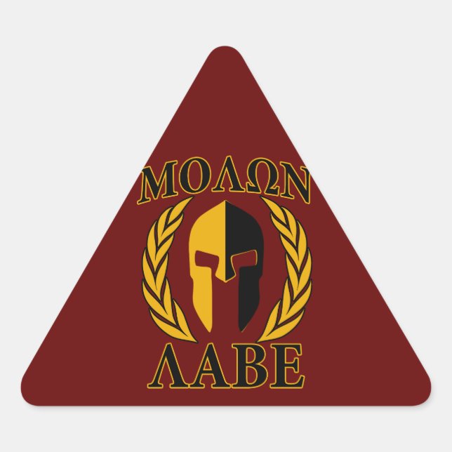 Sticker Triangulaire Molon Labe Spartan Mask Laurels Rouge Bourgogne (Devant)
