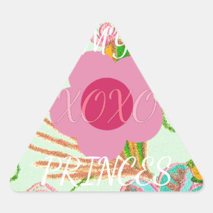 Sticker Triangulaire Mon XOXO Little Princess Floral Art Design d'impre