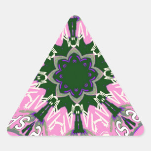 Sticker Triangulaire Monogramme de mode floral mignon noir et rose