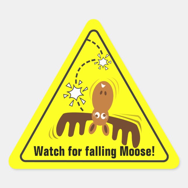 Sticker Triangulaire Moose Head_Road Sign_Watch pour tomber Moose! (Devant)