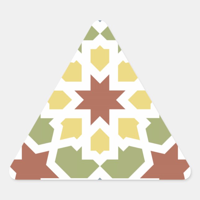 Sticker Triangulaire Mosaïque géométrique d'arabesques du Maroc (Devant)