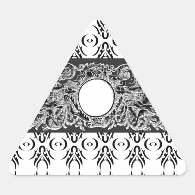 Sticker Triangulaire Motif baroque noir classique à customiser (Devant)