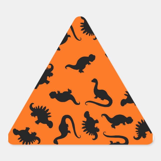 Sticker Triangulaire Motif de dinosaure mignon sur orange (Devant)