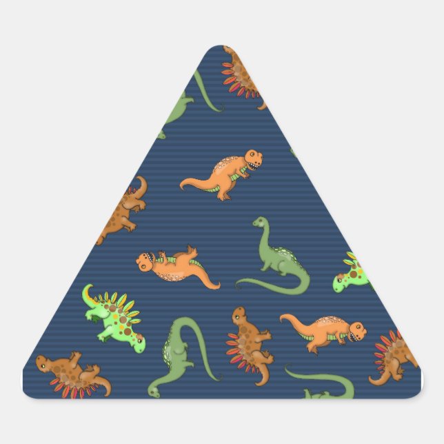 Sticker Triangulaire Motif de dinosaures mignons (Devant)