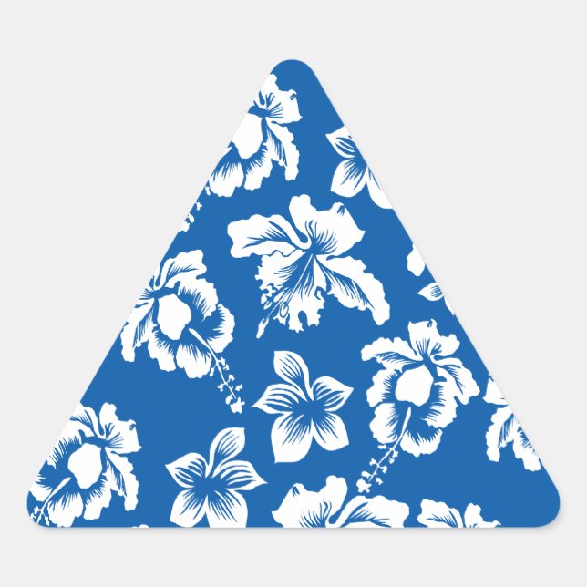 Sticker Triangulaire Motif de fleurs bleues Hawiian (Devant)