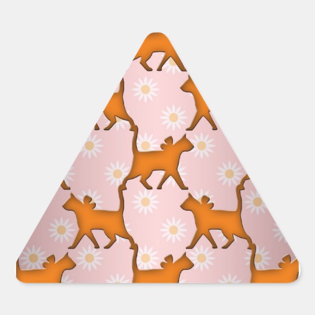 Sticker Triangulaire Motif de silhouette de chat orange (Devant)
