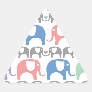 Sticker Triangulaire Motif doucement en pastel d'amour d'éléphant ave