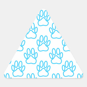 Sticker Triangulaire Motif Empreinte de patte de Blue Neon Dog