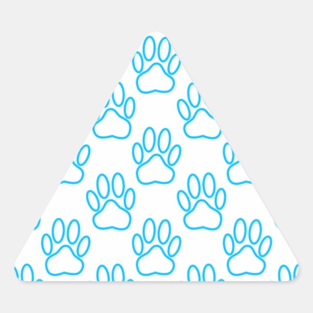 Sticker Triangulaire Motif Empreinte de patte de Blue Neon Dog (Devant)