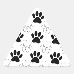 Sticker Triangulaire Motif Empreinte de patte de chien noir et blanc