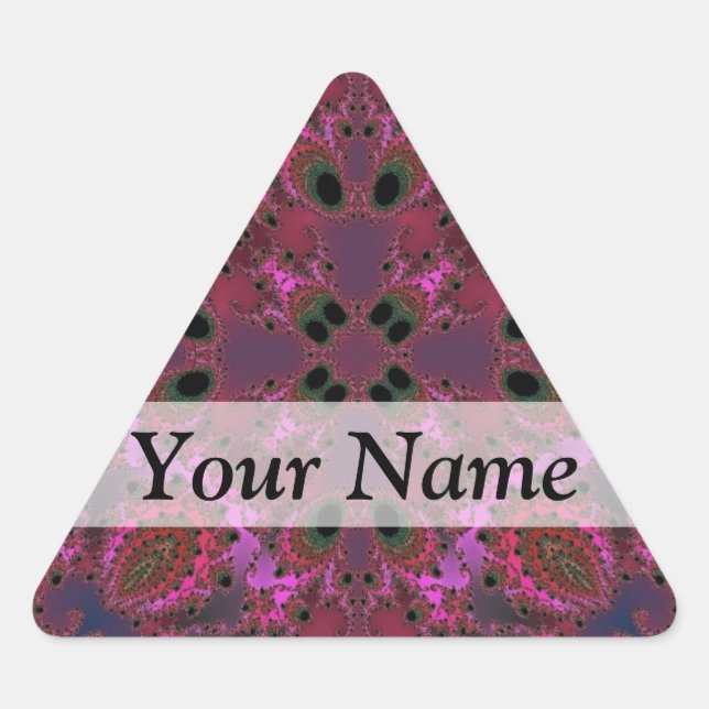 Sticker Triangulaire Motif fractal numérique magenta (Devant)