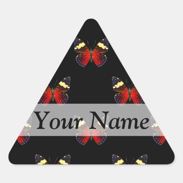 Sticker Triangulaire Motif papillon rouge et noir (Devant)