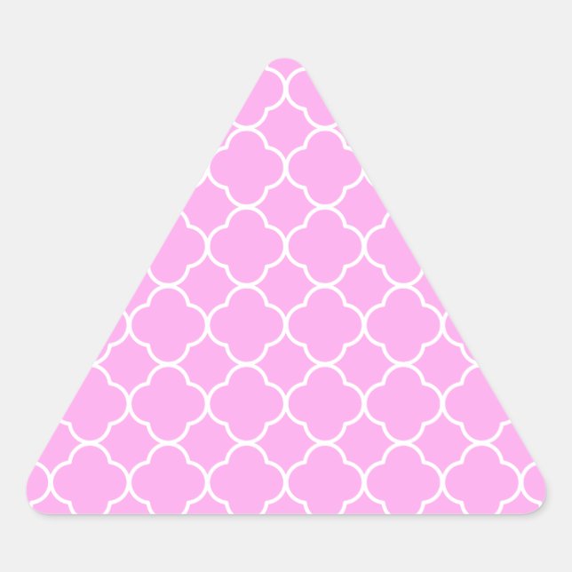 Sticker Triangulaire Motif Quatrefoil Rose Et Blanc (Devant)