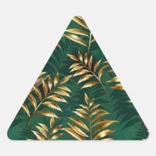 Sticker Triangulaire Motif sans couture avec des fougères dorées