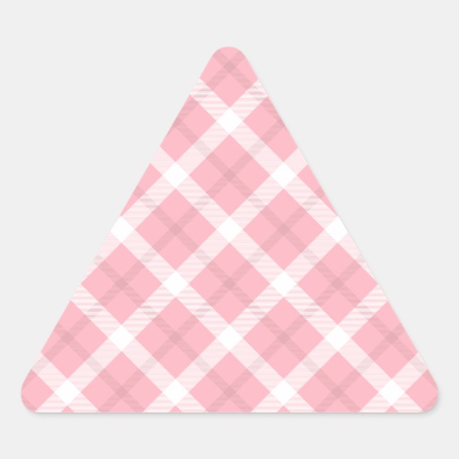 Sticker Triangulaire Motif Tartan Rose Et Blanc (Devant)
