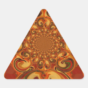 Sticker Triangulaire Motif tourbillonnant : Tons d'orange, Brown et ver