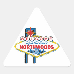 Sticker Triangulaire Motoneige/Bienvenue dans le fabuleux Northwoods