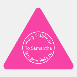 Sticker Triangulaire Noël personnalisé de la part du Père Noël Rose Cha