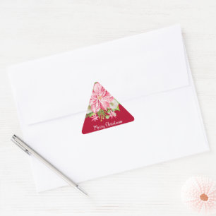 Sticker Triangulaire Noël Poinsettia Floral Rouge Fête