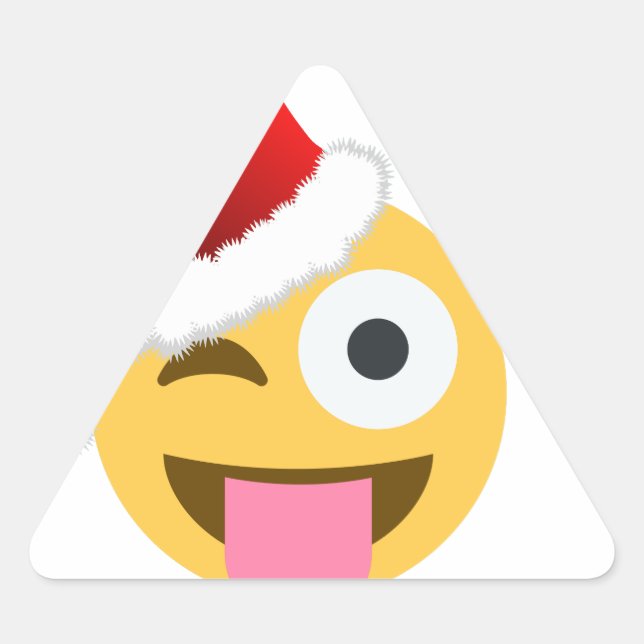 Sticker Triangulaire noël santa claus winking emoji (Devant)