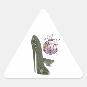 Sticker Triangulaire Noël Stiletto Chaussure et Bauble Art Cadfts