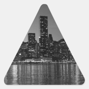 Sticker Triangulaire Noir Blanc New York City Skyscapants Silhouette