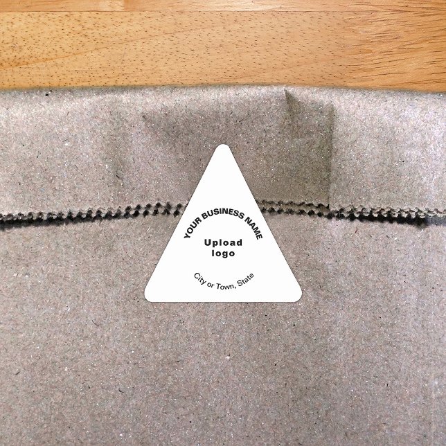 Sticker Triangulaire Nom de l'entreprise, logo et emplacement en blanc (White triangle sticker with your business name, logo, city or town and state.)