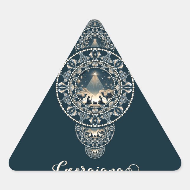 Sticker Triangulaire Nom personnalisé Holy Star of Wonder Ornamental Ma (Devant)