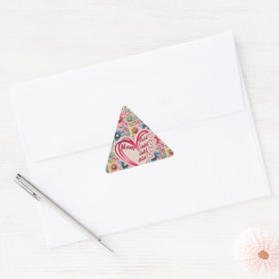 Sticker Triangulaire Nom personnalisé Maman Enfants Floral sur toute l'