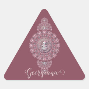 Sticker Triangulaire Nom Personnalisé Whimsman Snowman Ornamental Manda