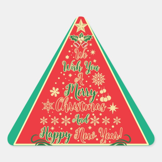 Sticker Triangulaire Nous Vous Souhaitons Un Joyeux Noël (Devant)