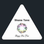 Sticker Triangulaire Nouvel An juif Shana Tova<br><div class="desc">Le Nouvel An juif et l'Etoile religieuse joyeuse présentent l'Etoile hébraïque de David et des salutations pour un Joyeux Nouvel An.</div>