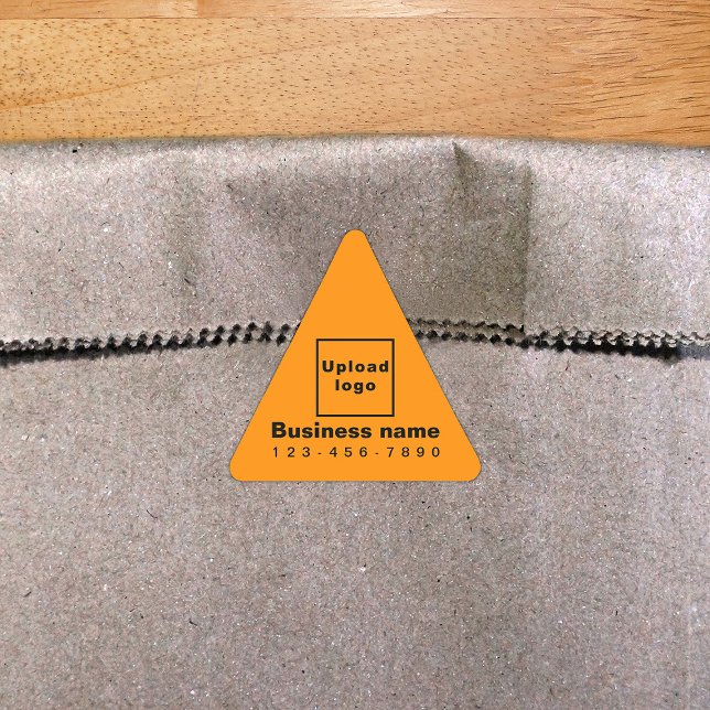 Sticker Triangulaire Numéro de téléphone professionnel en orange (Orange color triangle sticker with your business name, logo and phone number.)