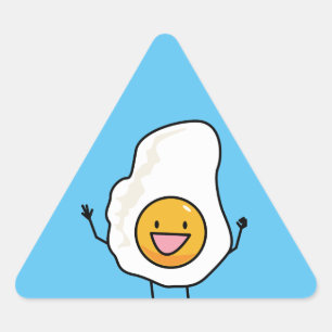 Sticker Triangulaire Oeuf Sunny Side Up Joyeux Petit-Déjeuner Oeufs