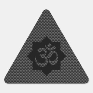 Sticker Triangulaire OM Symbole Lotus Spiritualité Carbon Fibre Décor