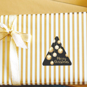 Sticker Triangulaire Or Baubles ornements de Noël sur Noir